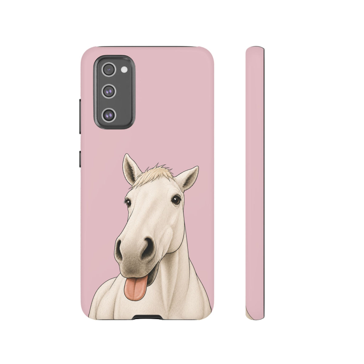 Silly White Horse Tough Phone Case in Soft Rosette Pink Matte