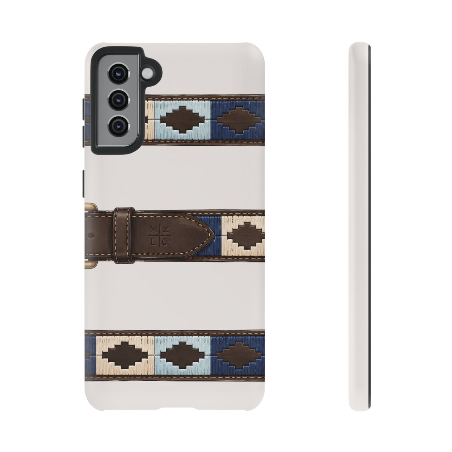 Country Belt Pattern Tough Phone Case in Warm Cream Matte