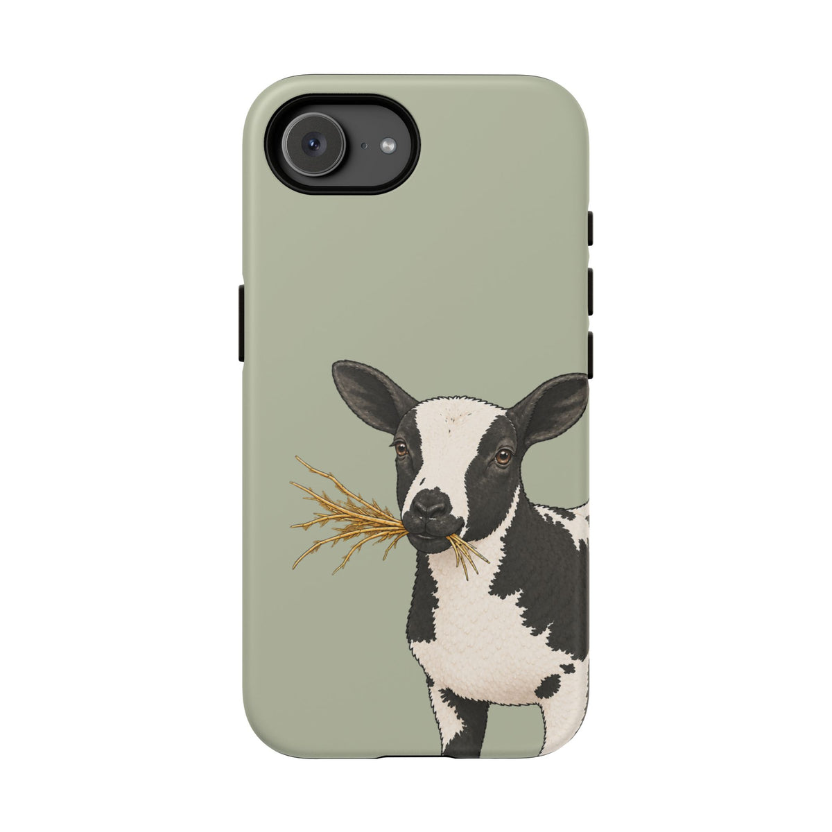 Dutch Spotted Sheep Close-Up Tough Phone Case in Light Sage Matte