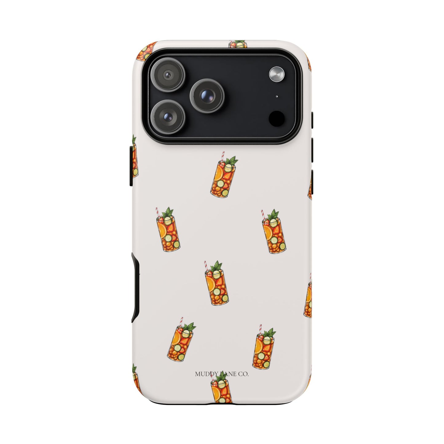 Summer Drink Pattern Tough Phone Case in Warm Cream Matte