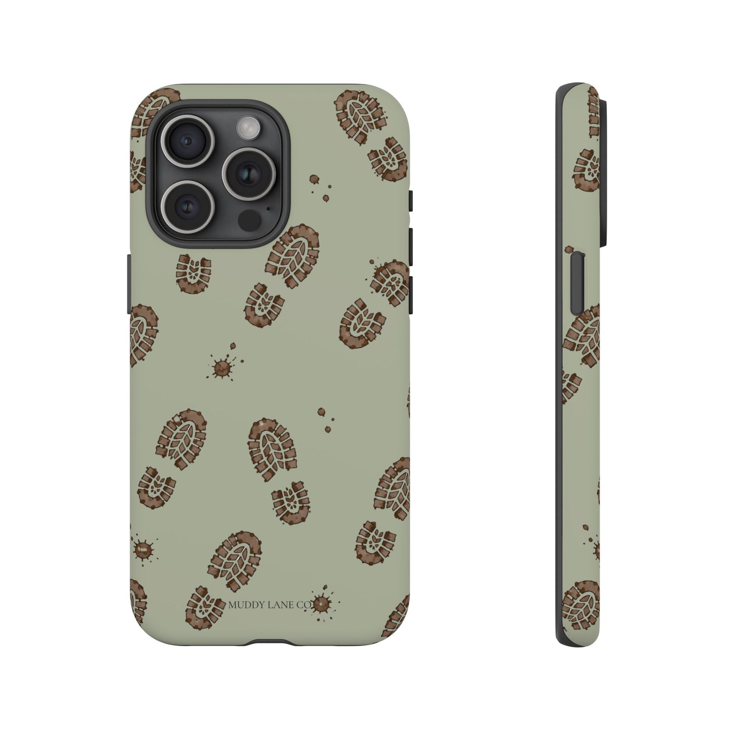 Muddy Boot Print Tough Phone Case in Light Sage Matte