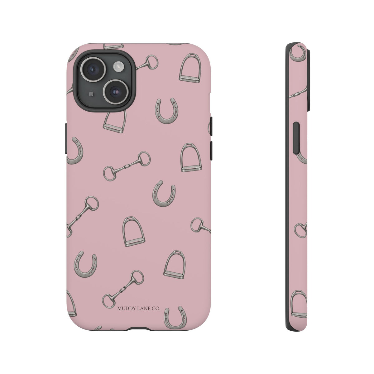 Tack Room Pattern Tough Phone Case in Soft Rosette Pink Matte