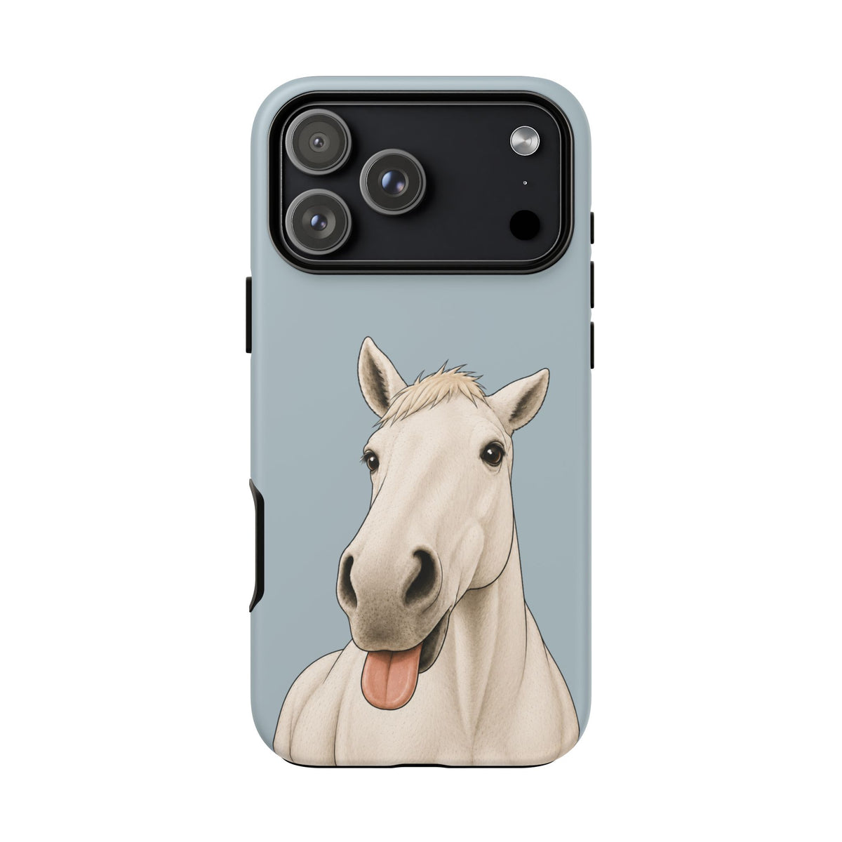 Silly White Horse Tough Phone Case in Dusty Blue Matte
