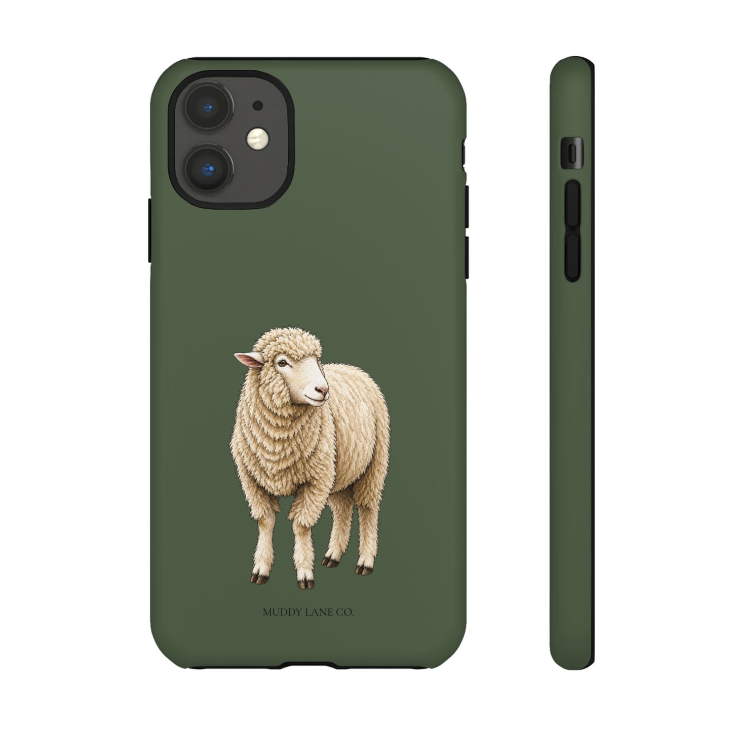 Sheep Tough Phone Case in Forest Green Matte