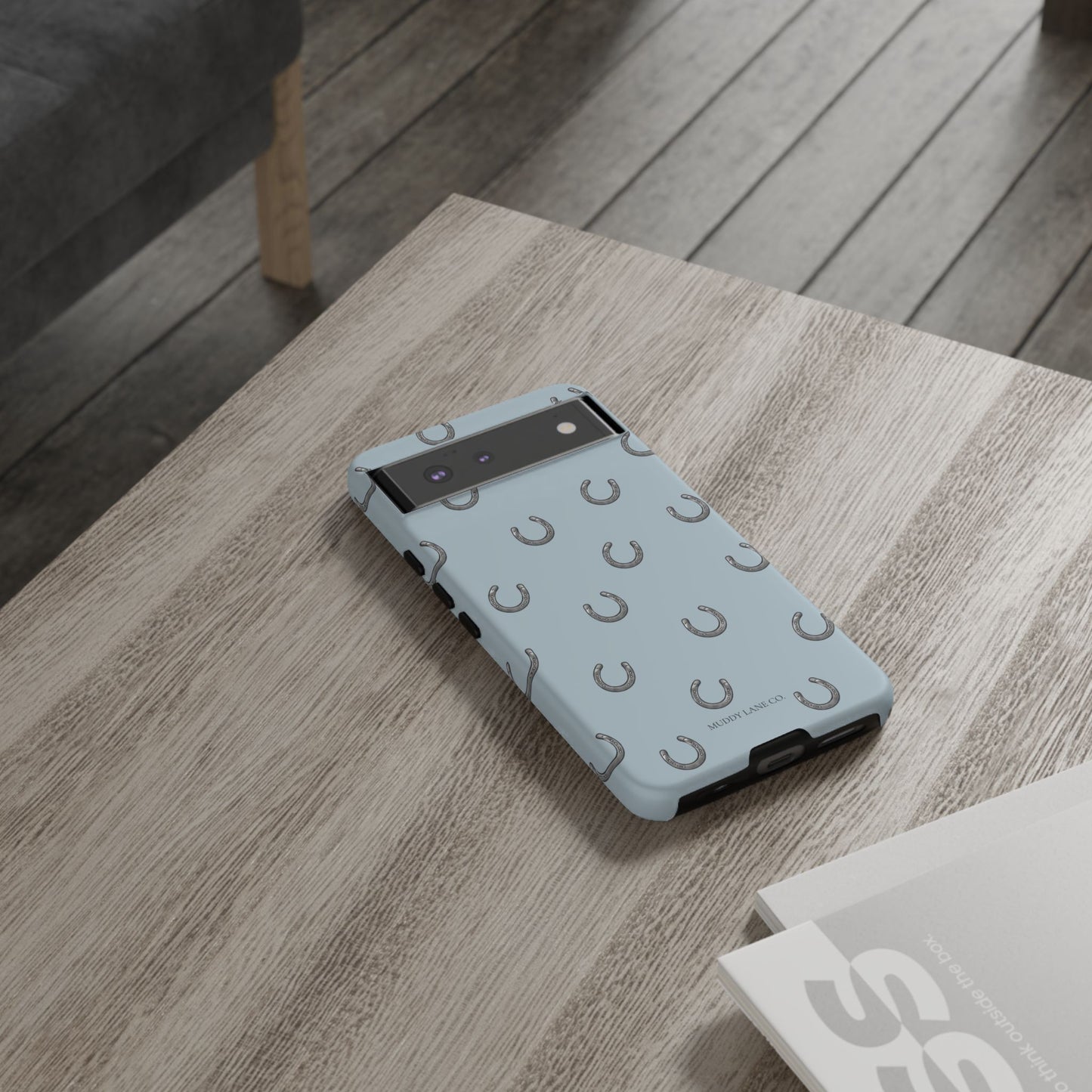 Horseshoe Pattern Tough Phone Case in Dusty Blue Matte