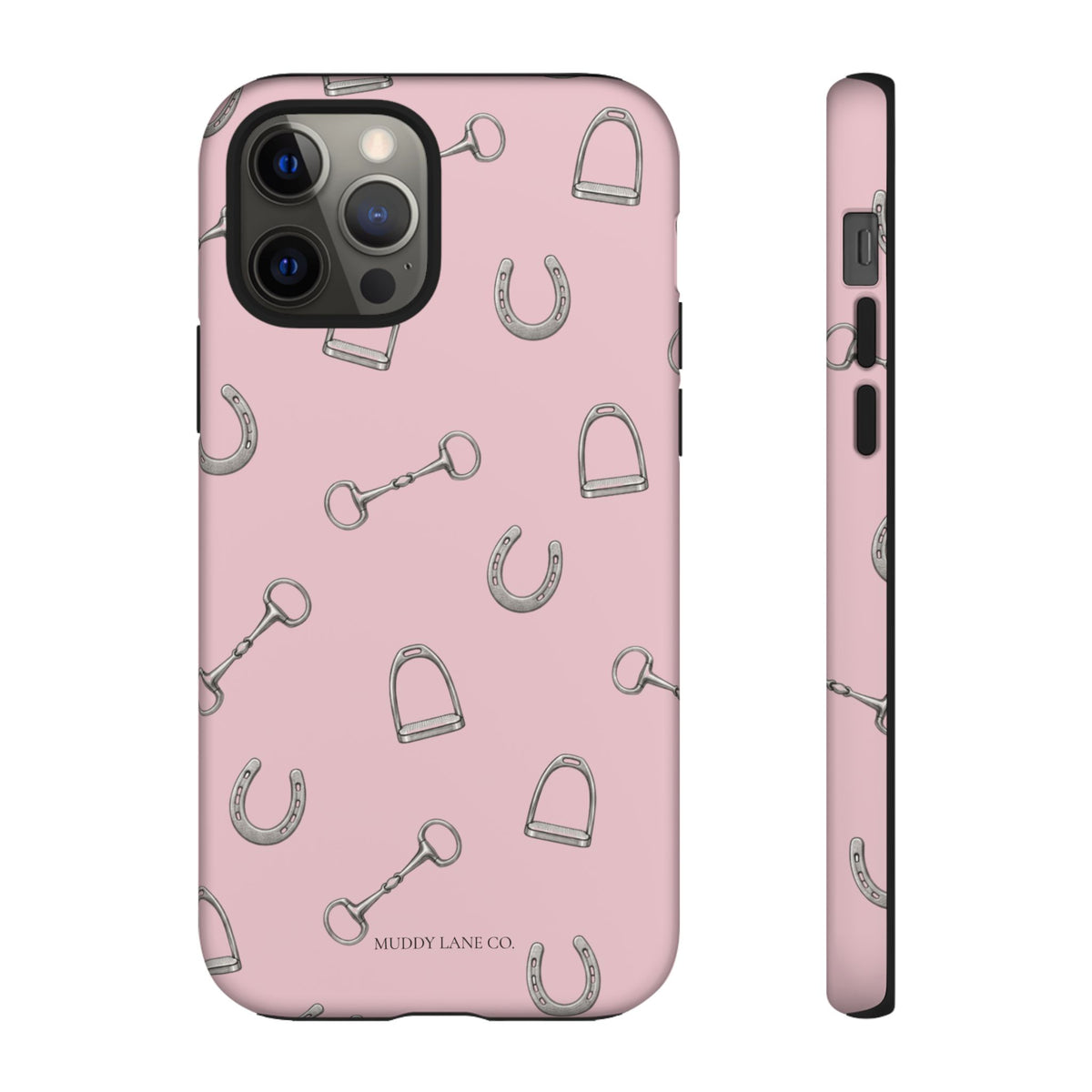 Tack Room Pattern Tough Phone Case in Soft Rosette Pink Matte