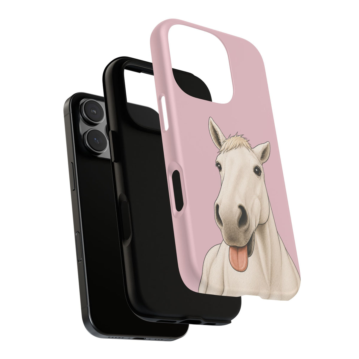 Silly White Horse Tough Phone Case in Soft Rosette Pink Matte