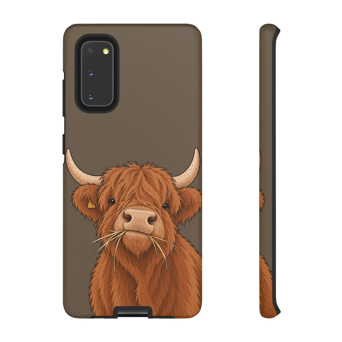 Highland Cow Close-Up Tough Phone Case in Taupe Brown Matte