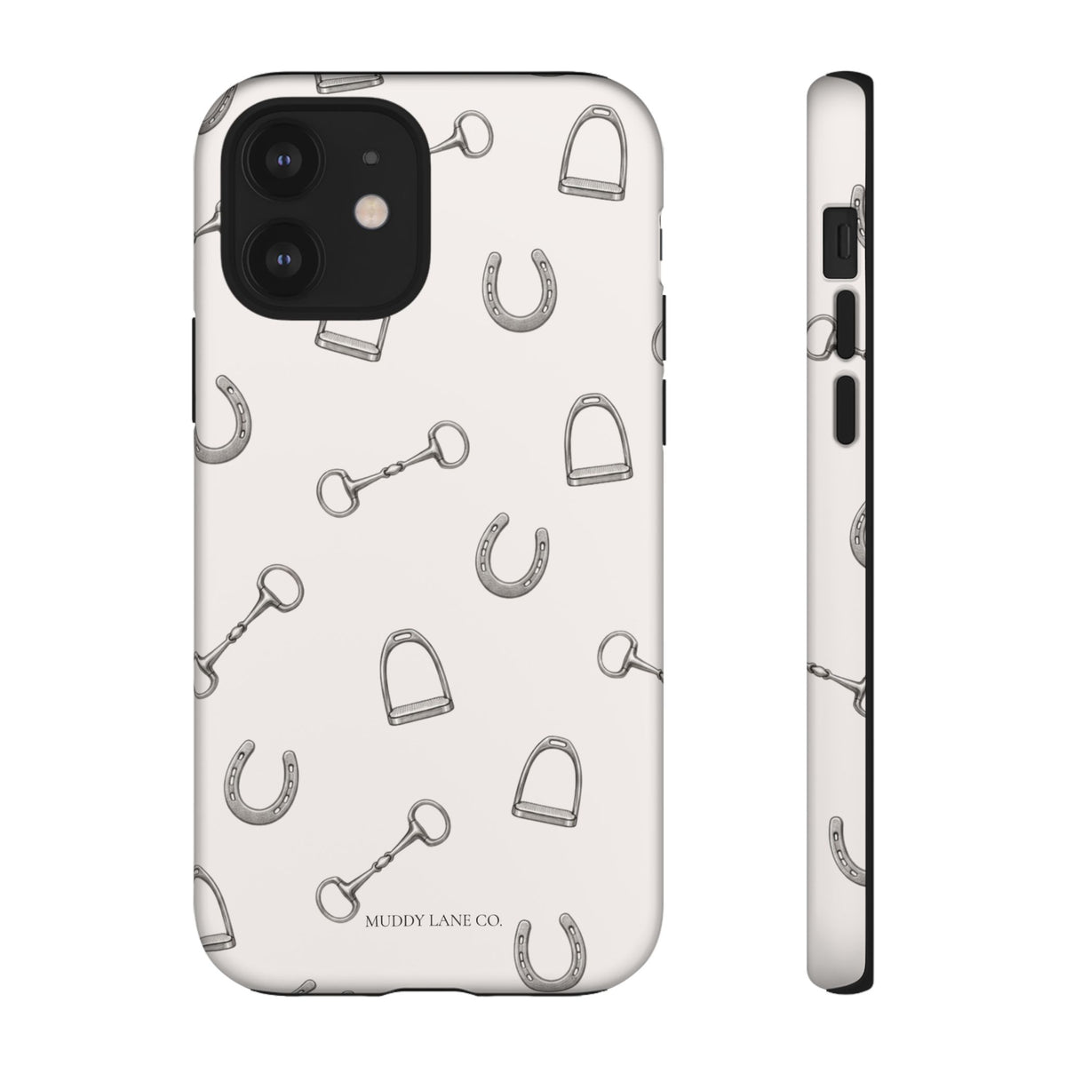 Tack Room Pattern Tough Phone Case in Warm Cream Matte