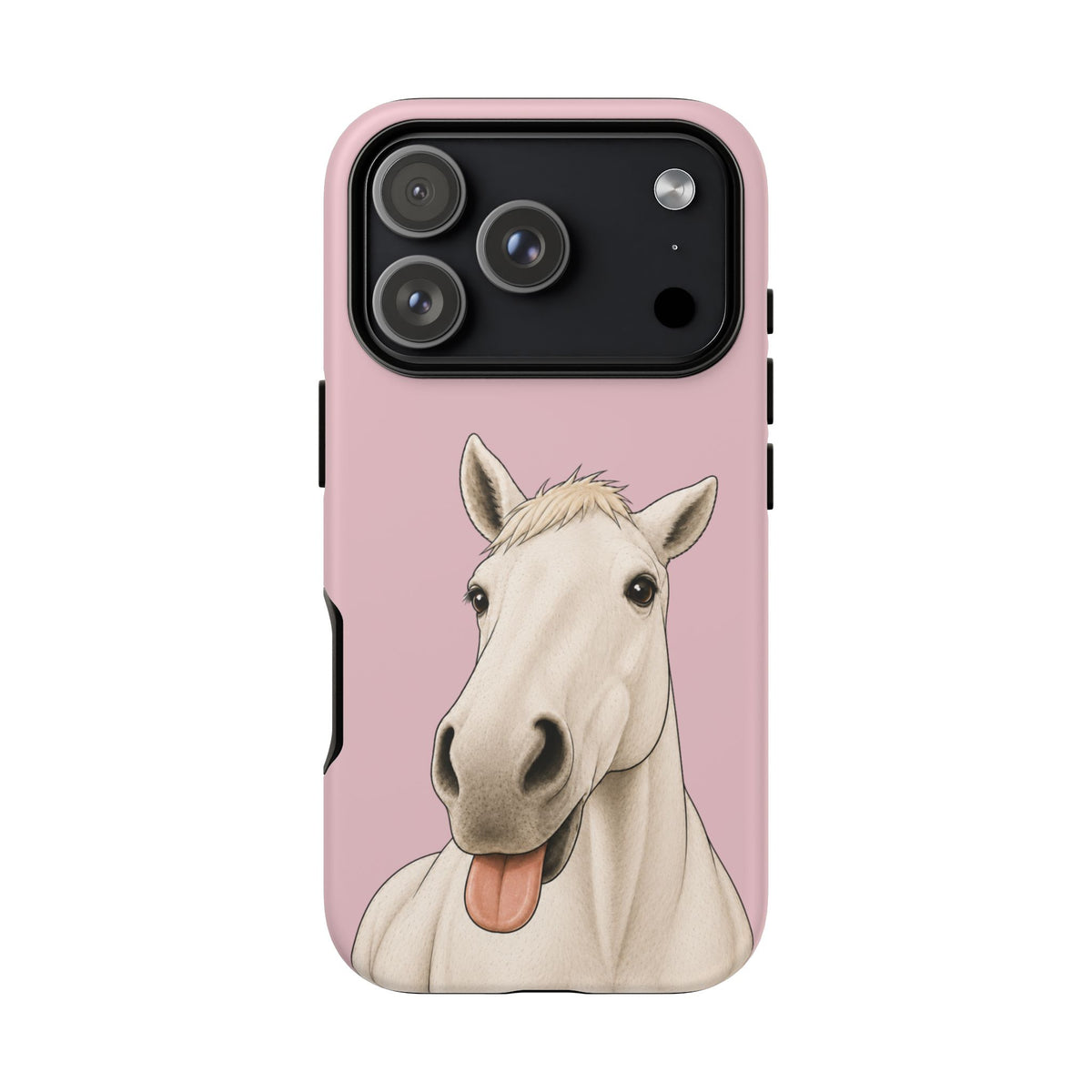 Silly White Horse Tough Phone Case in Soft Rosette Pink Matte