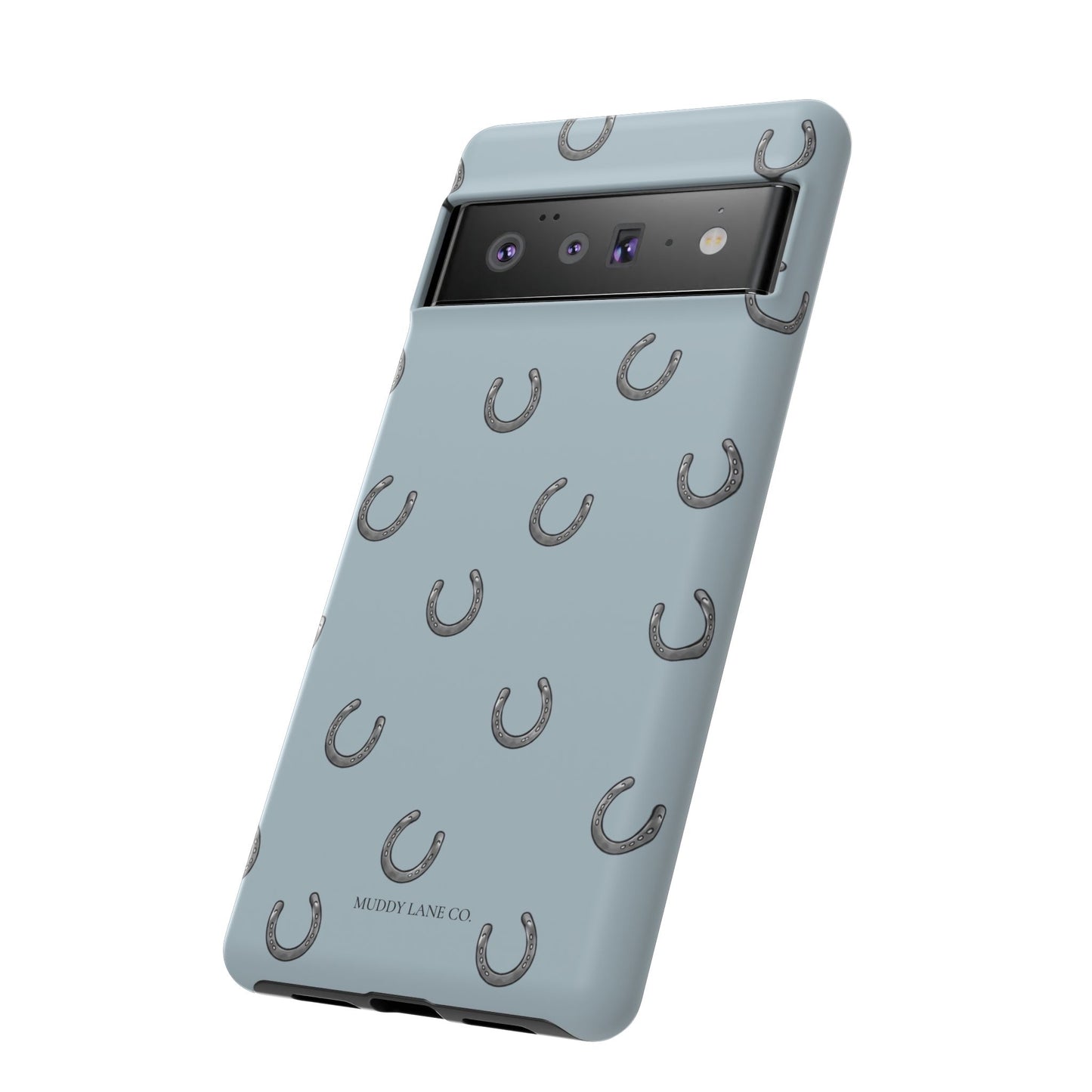 Horseshoe Pattern Tough Phone Case in Dusty Blue Matte