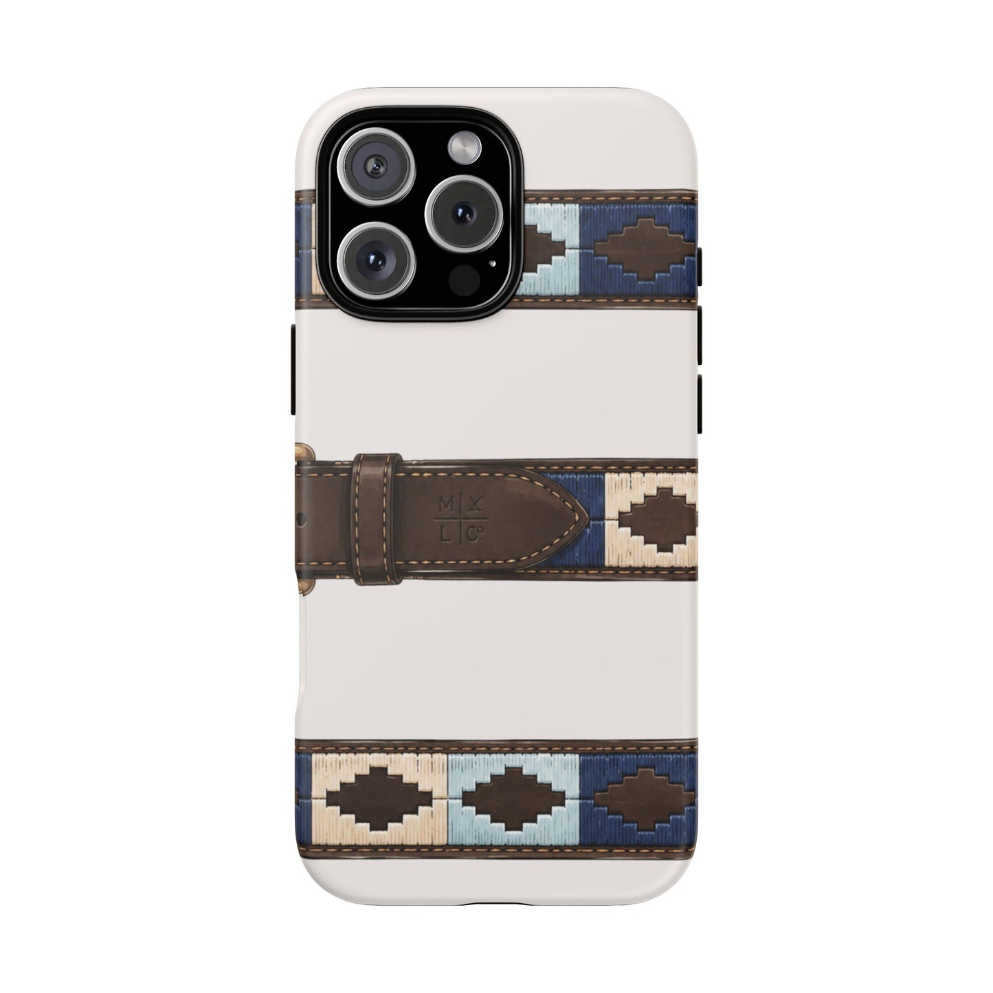 Country Belt Pattern Tough Phone Case in Warm Cream Matte