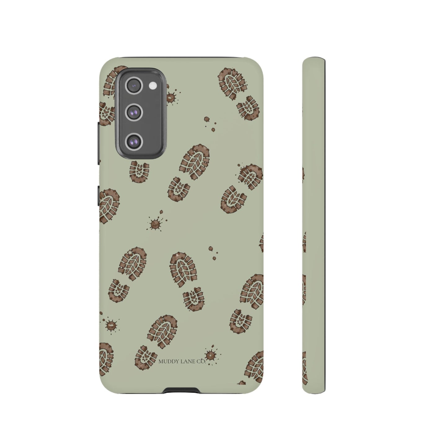 Muddy Boot Print Tough Phone Case in Light Sage Matte