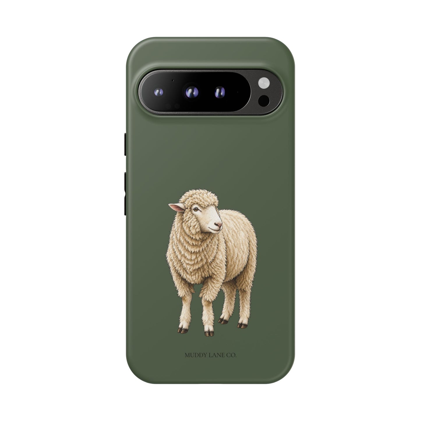 Sheep Tough Phone Case in Forest Green Matte