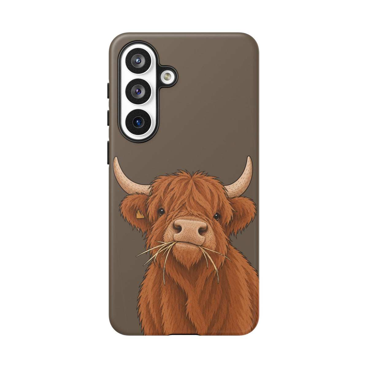 Highland Cow Close-Up Tough Phone Case in Taupe Brown Matte