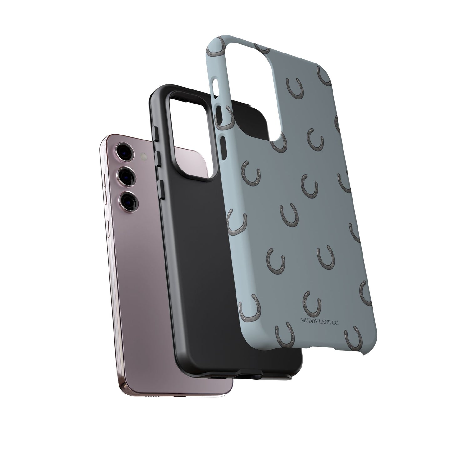 Horseshoe Pattern Tough Phone Case in Dusty Blue Matte