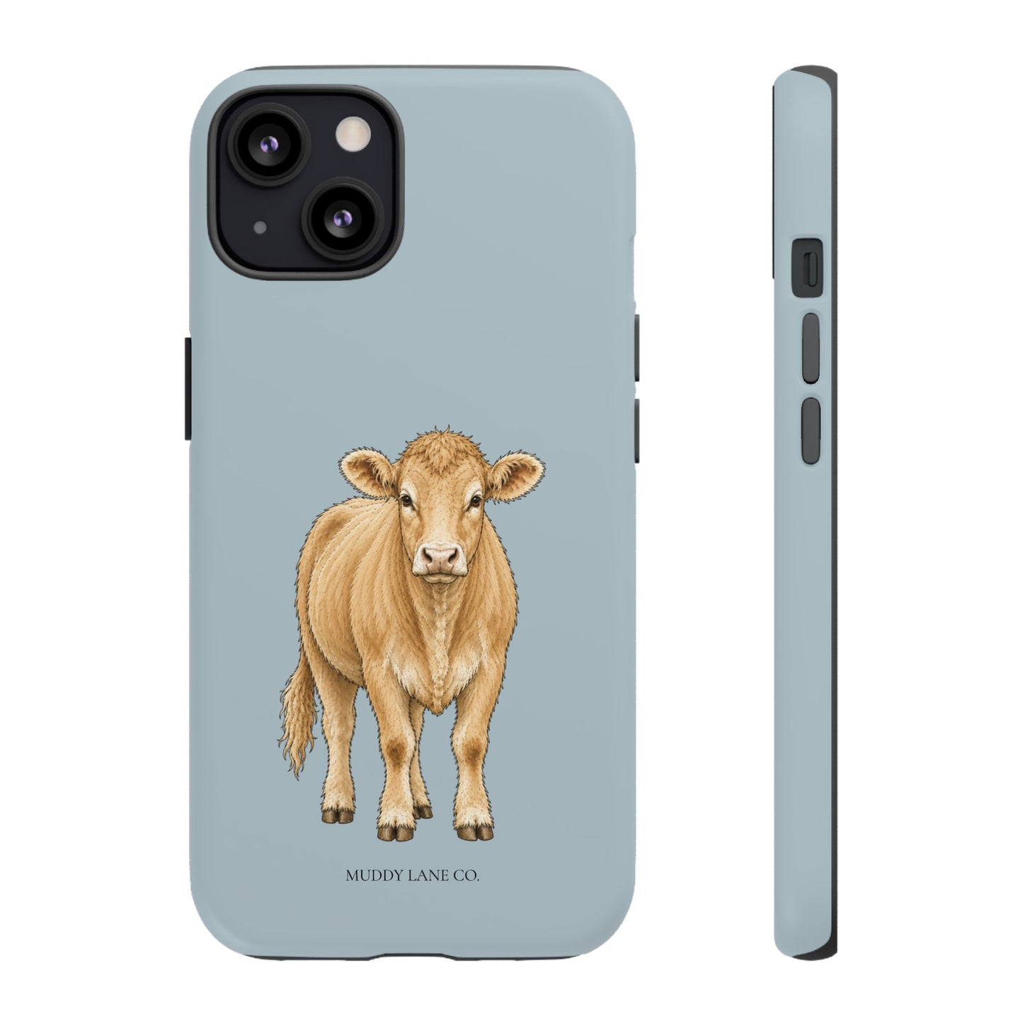 Farm Cow Tough Phone Case in Dusty Blue Matte