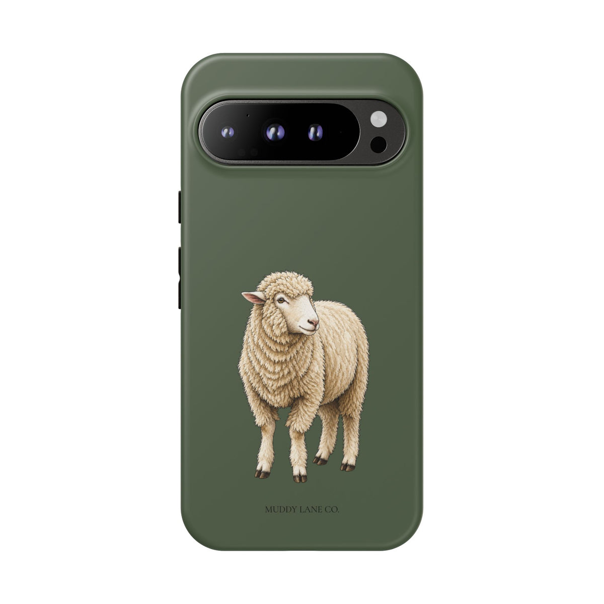 Sheep Tough Phone Case in Forest Green Matte