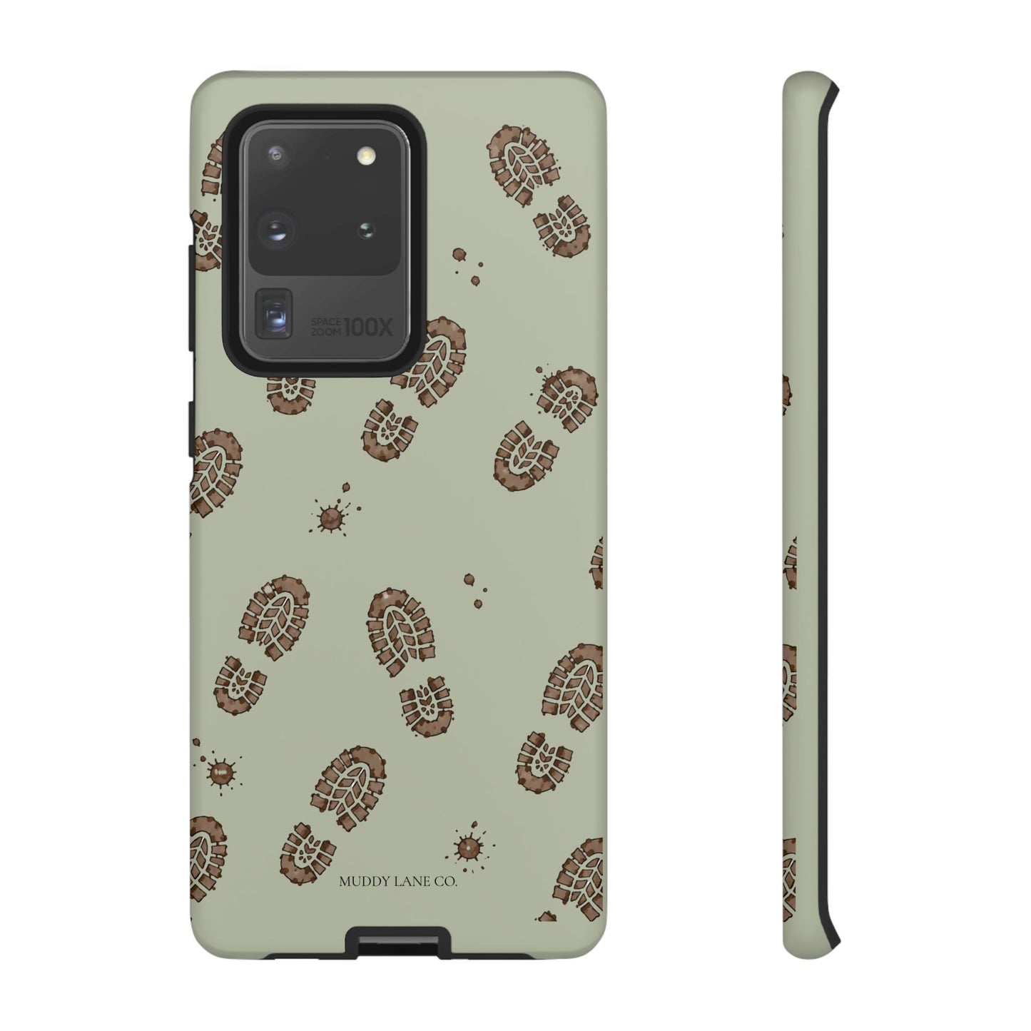 Muddy Boot Print Tough Phone Case in Light Sage Matte
