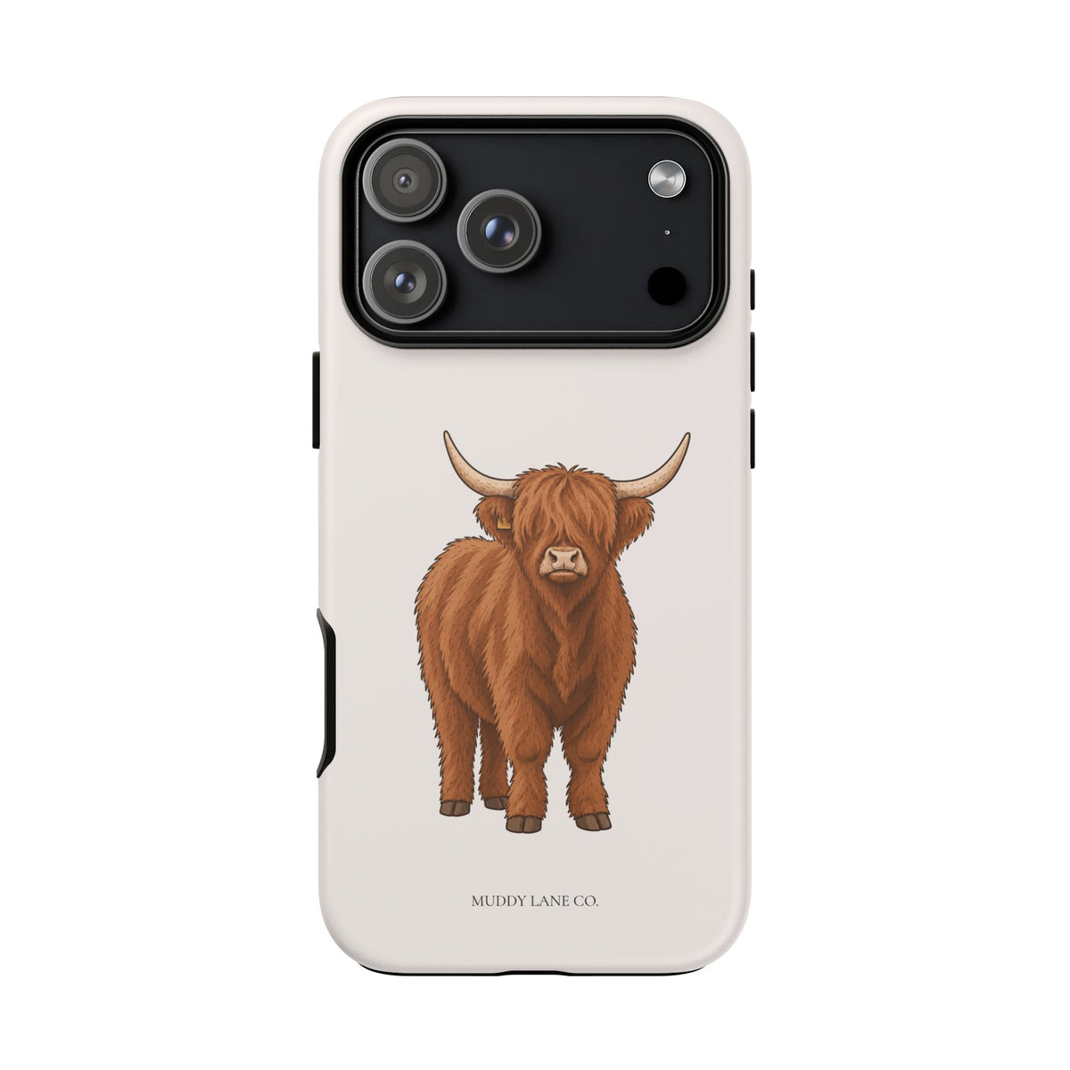 Highland Cow Tough Phone Case in Warm Cream Matte