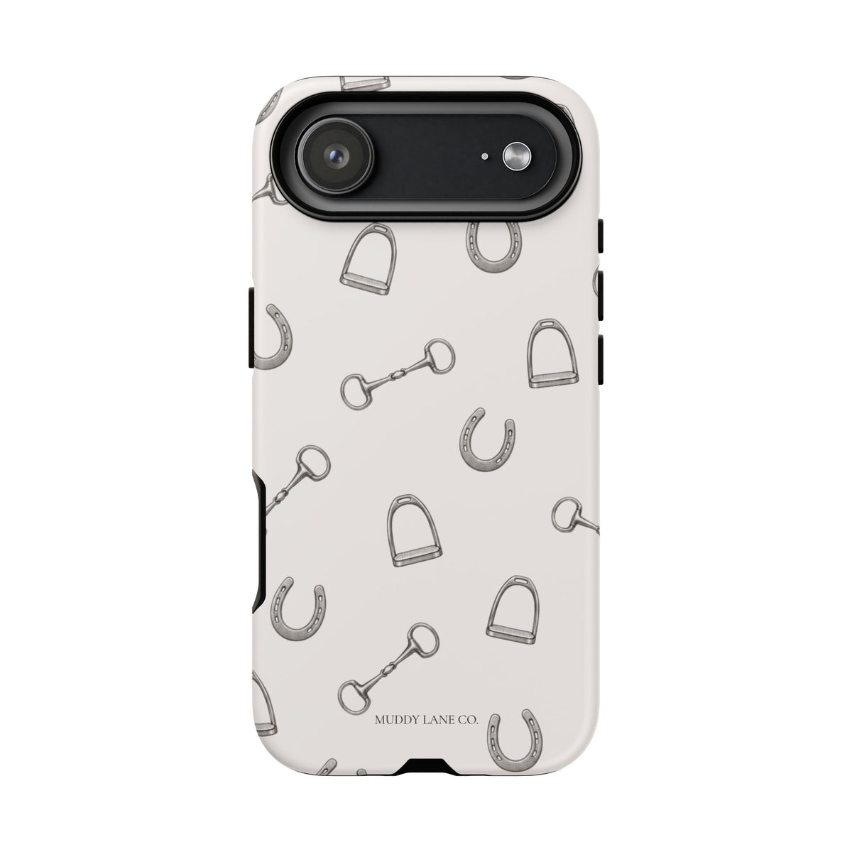 Tack Room Pattern Tough Phone Case in Warm Cream Matte