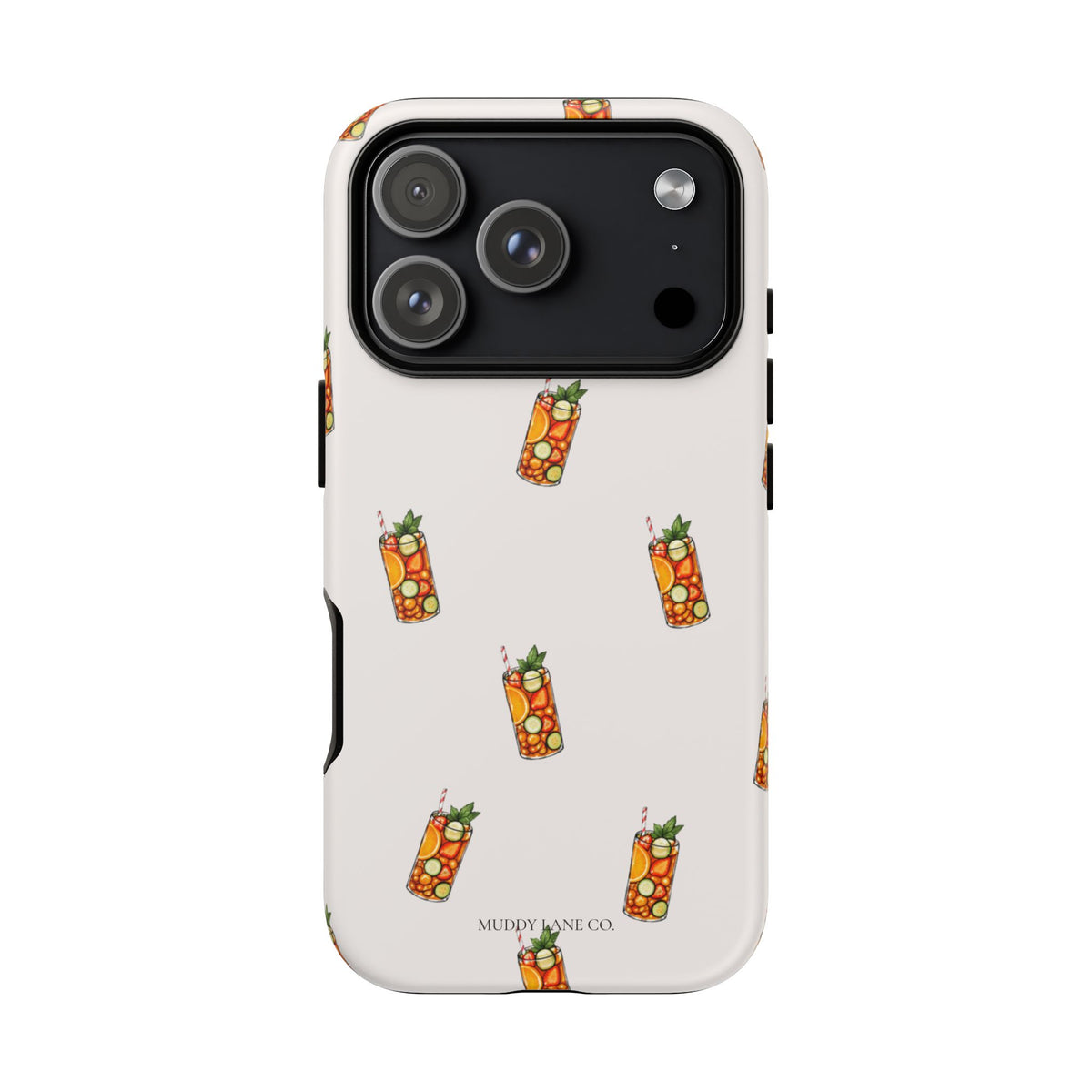 Summer Drink Pattern Tough Phone Case in Warm Cream Matte