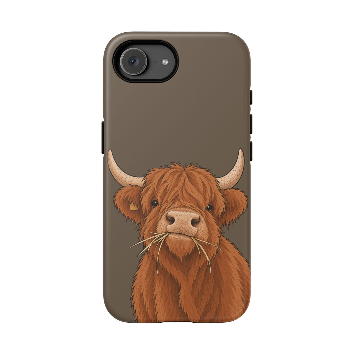 Highland Cow Close-Up Tough Phone Case in Taupe Brown Matte