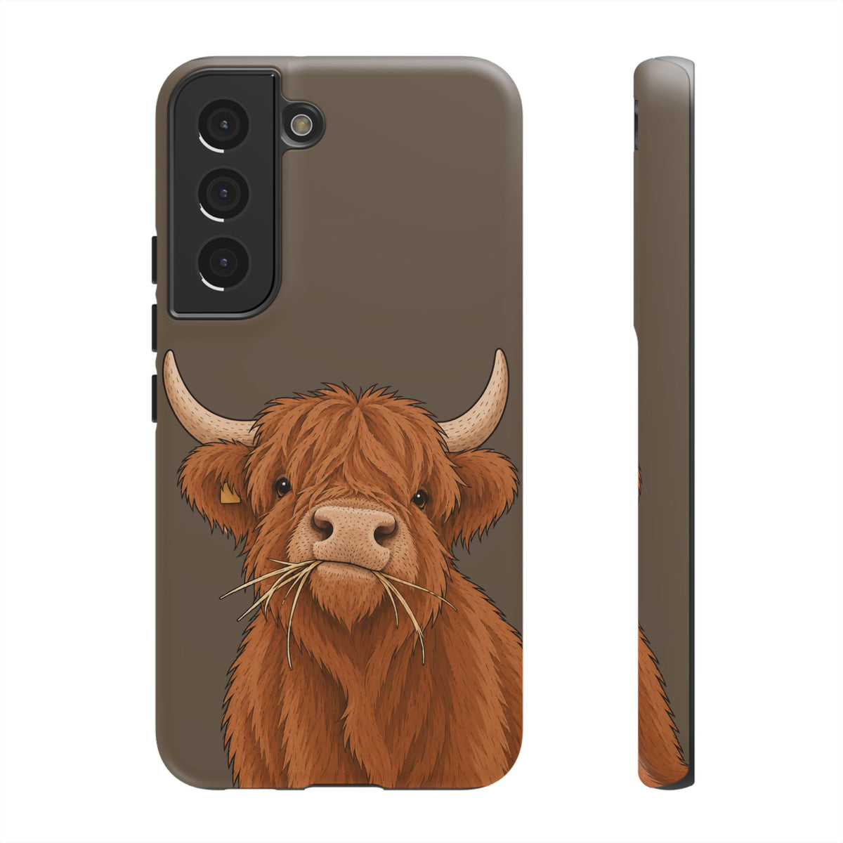 Highland Cow Close-Up Tough Phone Case in Taupe Brown Matte