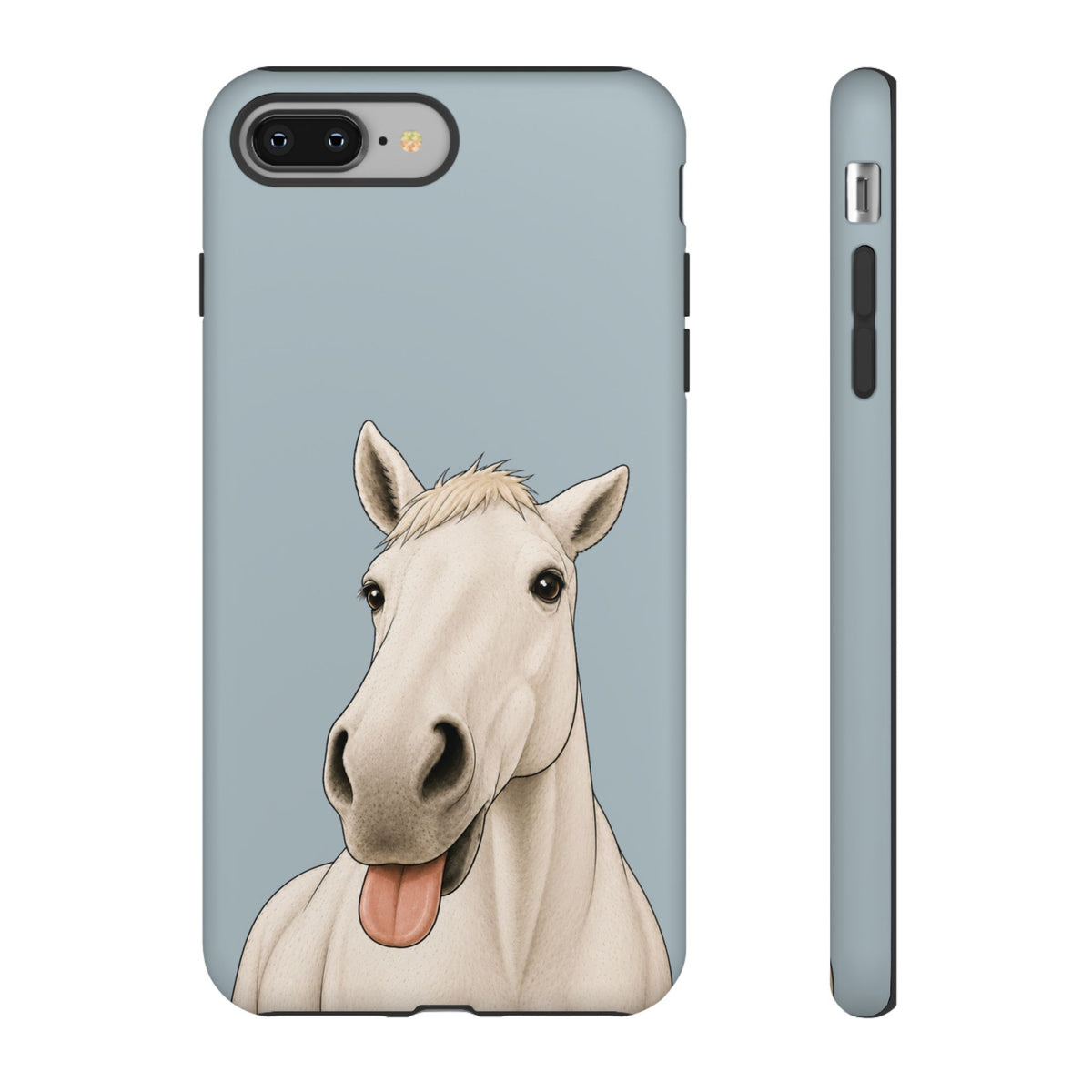 Silly White Horse phone case in Dusty Blue by Muddy Lane Co, photo 3