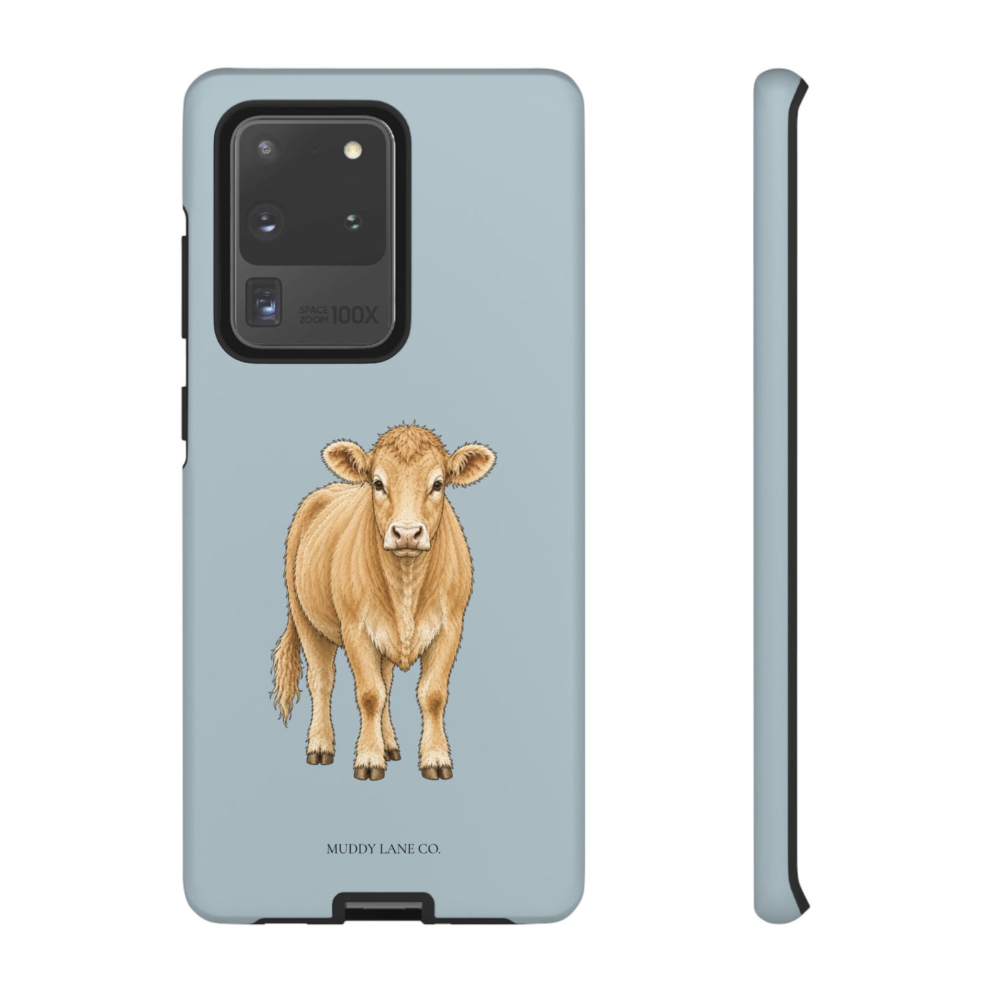 Farm Cow Tough Phone Case in Dusty Blue Matte