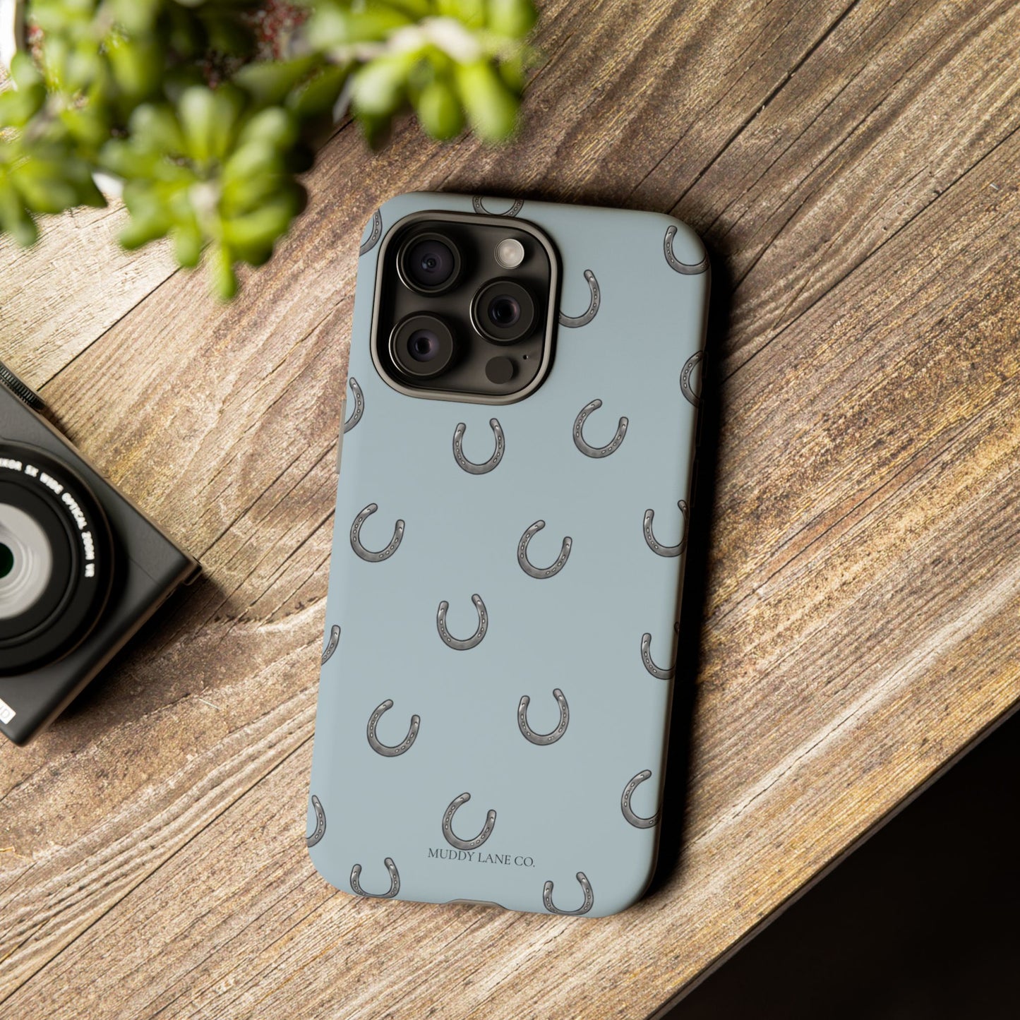 Horseshoe Pattern Tough Phone Case in Dusty Blue Matte