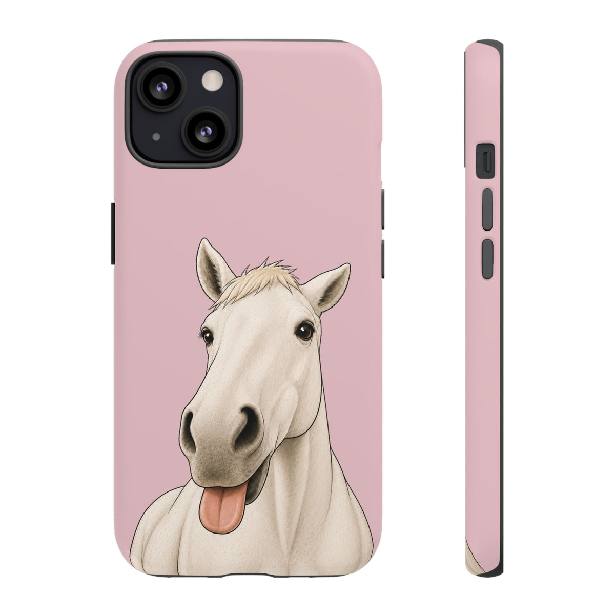 Silly White Horse Tough Phone Case in Soft Rosette Pink Matte