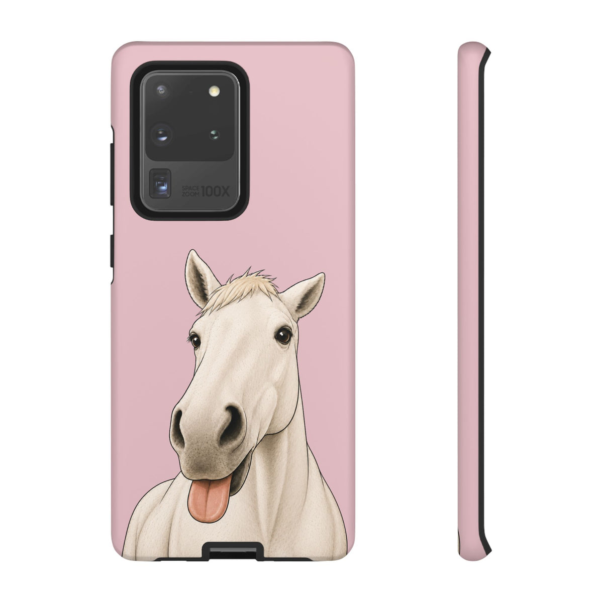 Silly White Horse Tough Phone Case in Soft Rosette Pink Matte