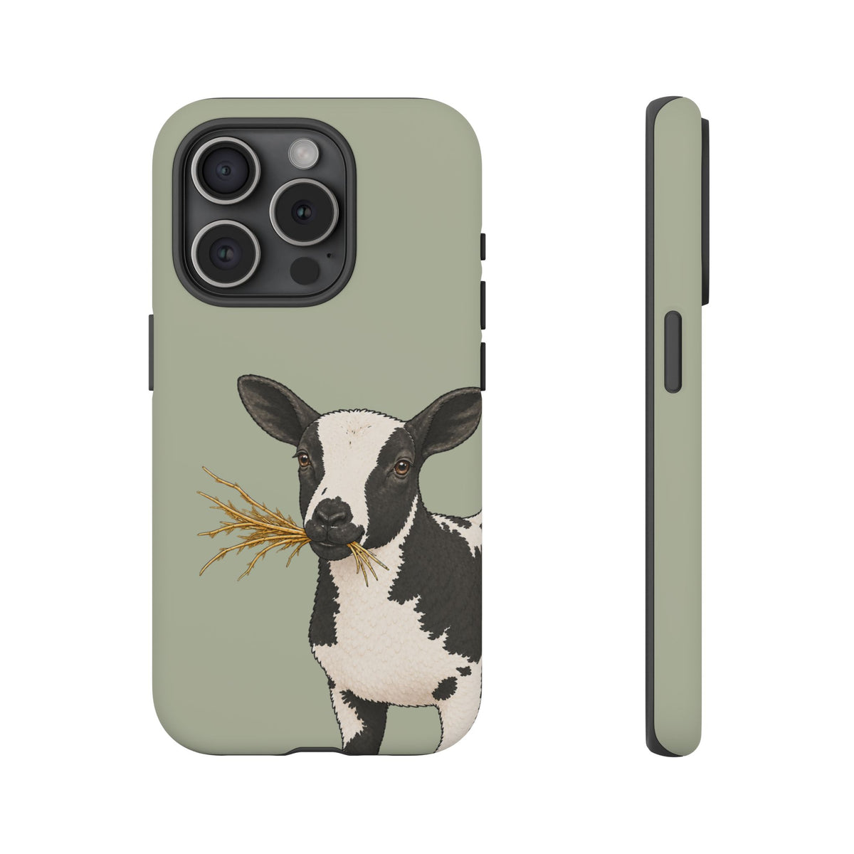 Dutch Spotted Sheep Close-Up Tough Phone Case in Light Sage Matte