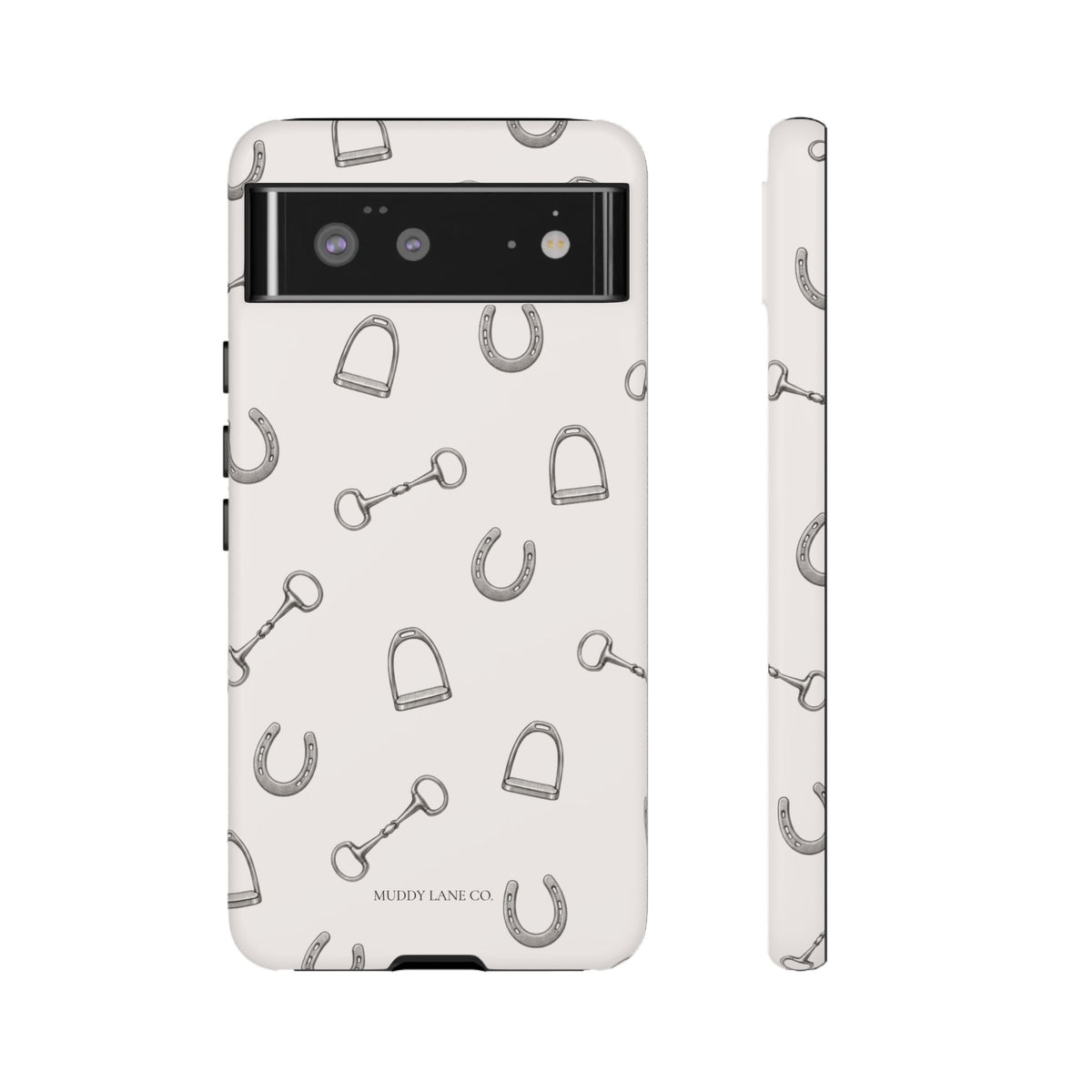 Tack Room Pattern Tough Phone Case in Warm Cream Matte