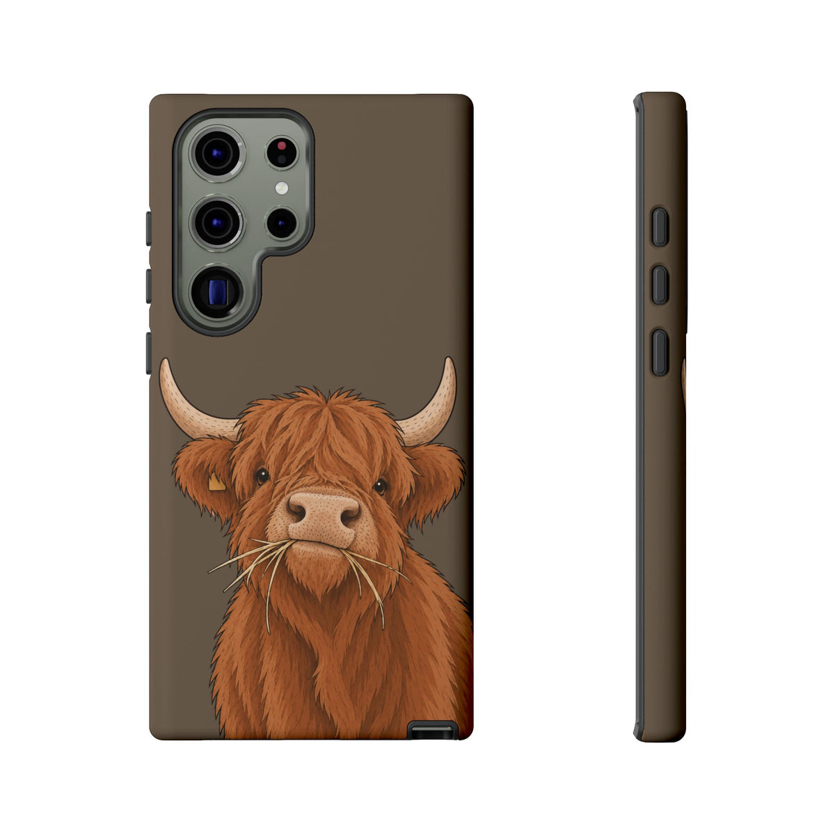 Highland Cow Close-Up Tough Phone Case in Taupe Brown Matte