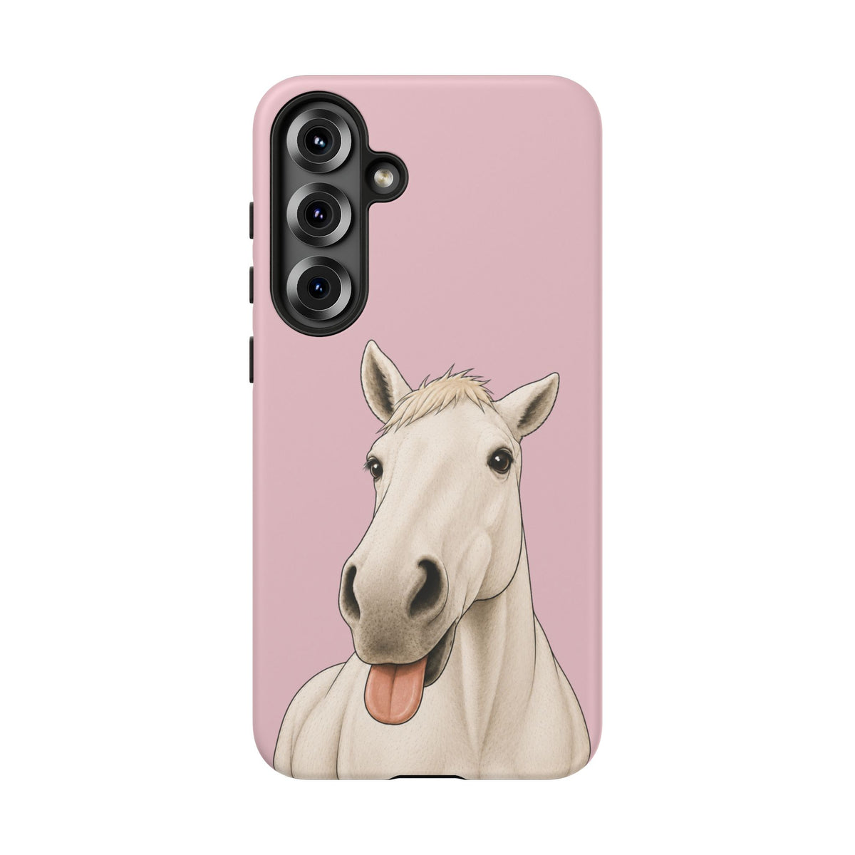 Silly White Horse Tough Phone Case in Soft Rosette Pink Matte