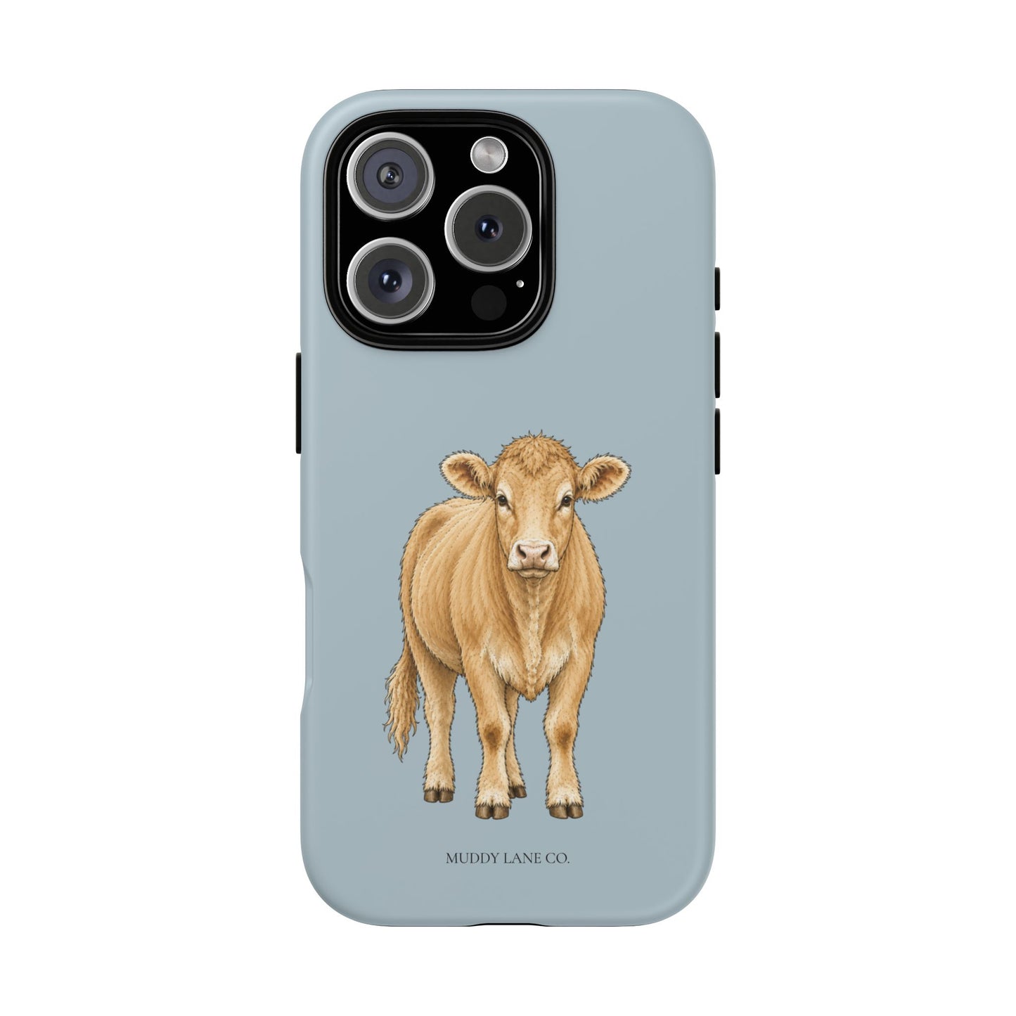 Farm Cow Tough Phone Case in Dusty Blue Matte