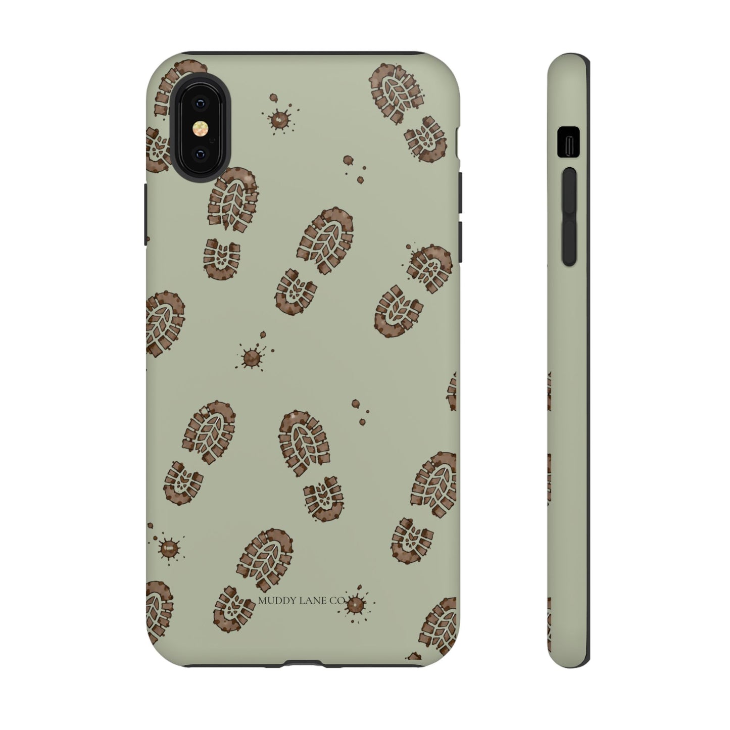 Muddy Boot Print Tough Phone Case in Light Sage Matte
