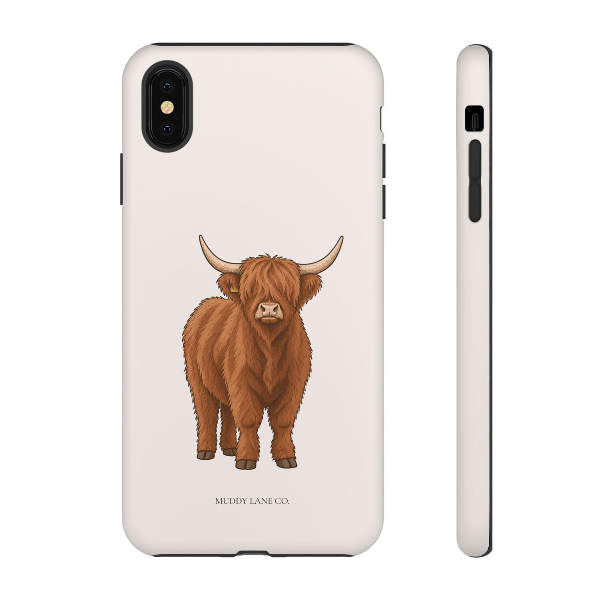 Highland Cow Tough Phone Case in Warm Cream Matte