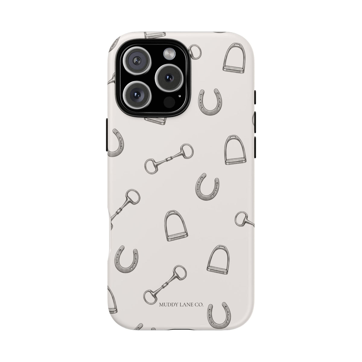 Tack Room Pattern Tough Phone Case in Warm Cream Matte