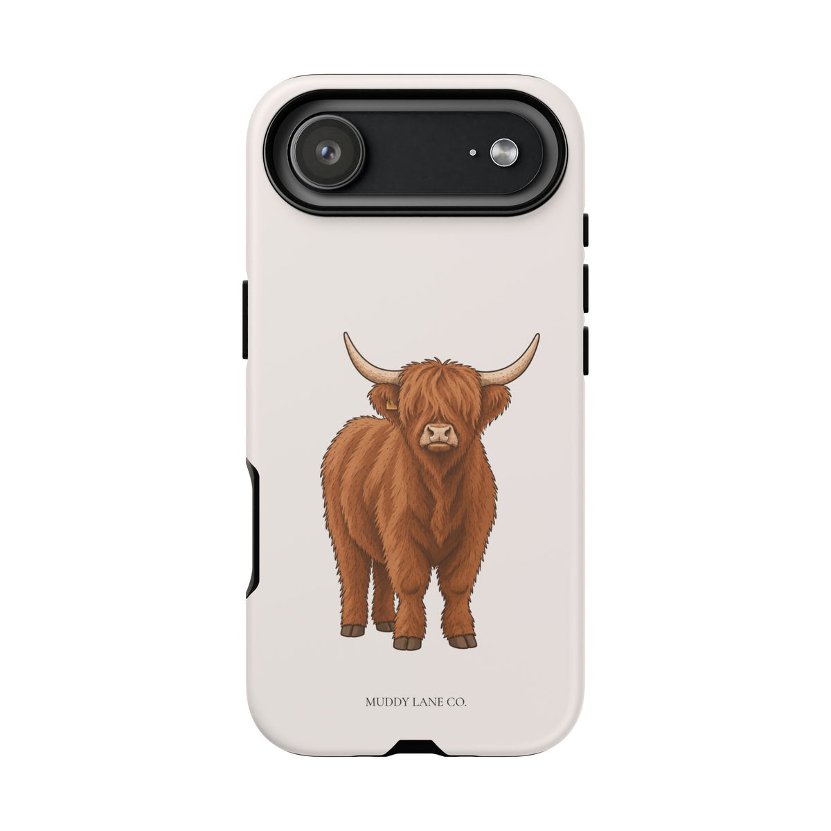 Highland Cow Tough Phone Case in Warm Cream Matte
