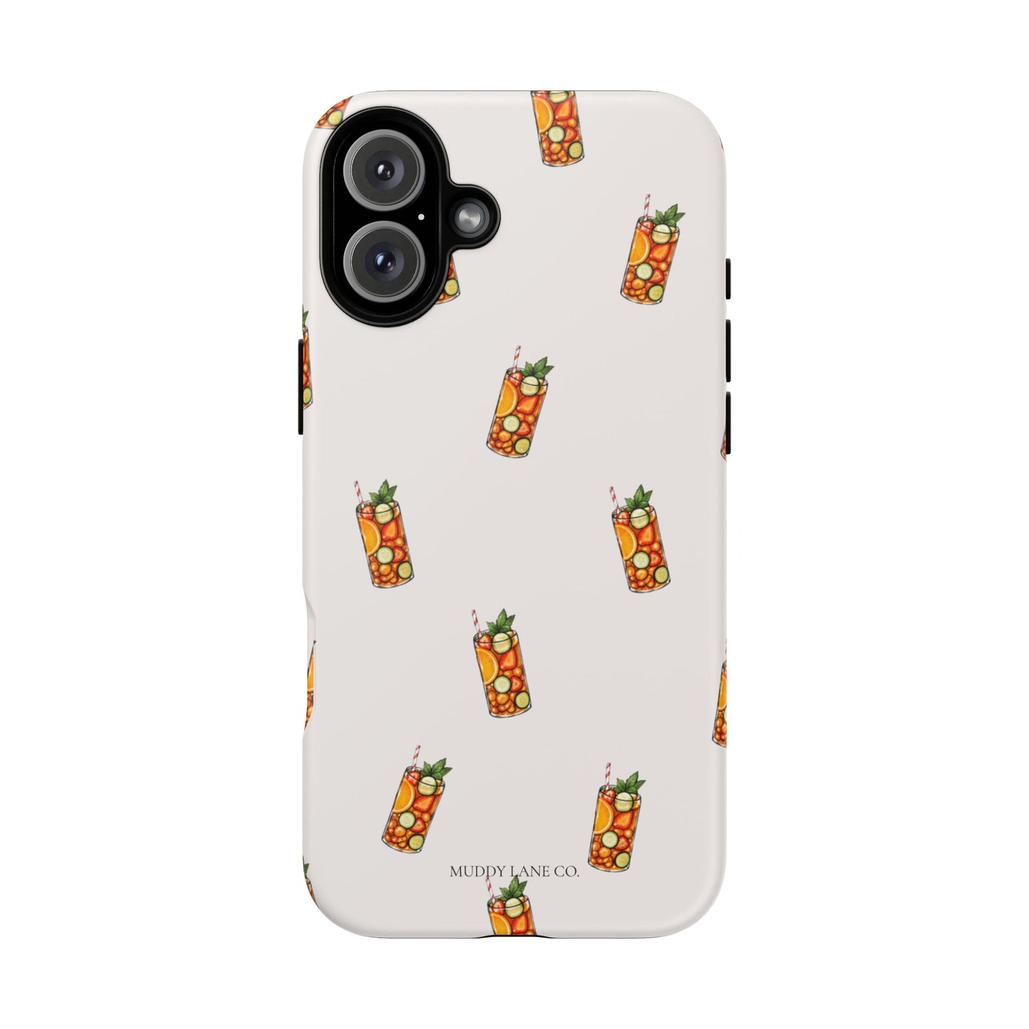 Summer Drink Pattern Tough Phone Case in Warm Cream Matte