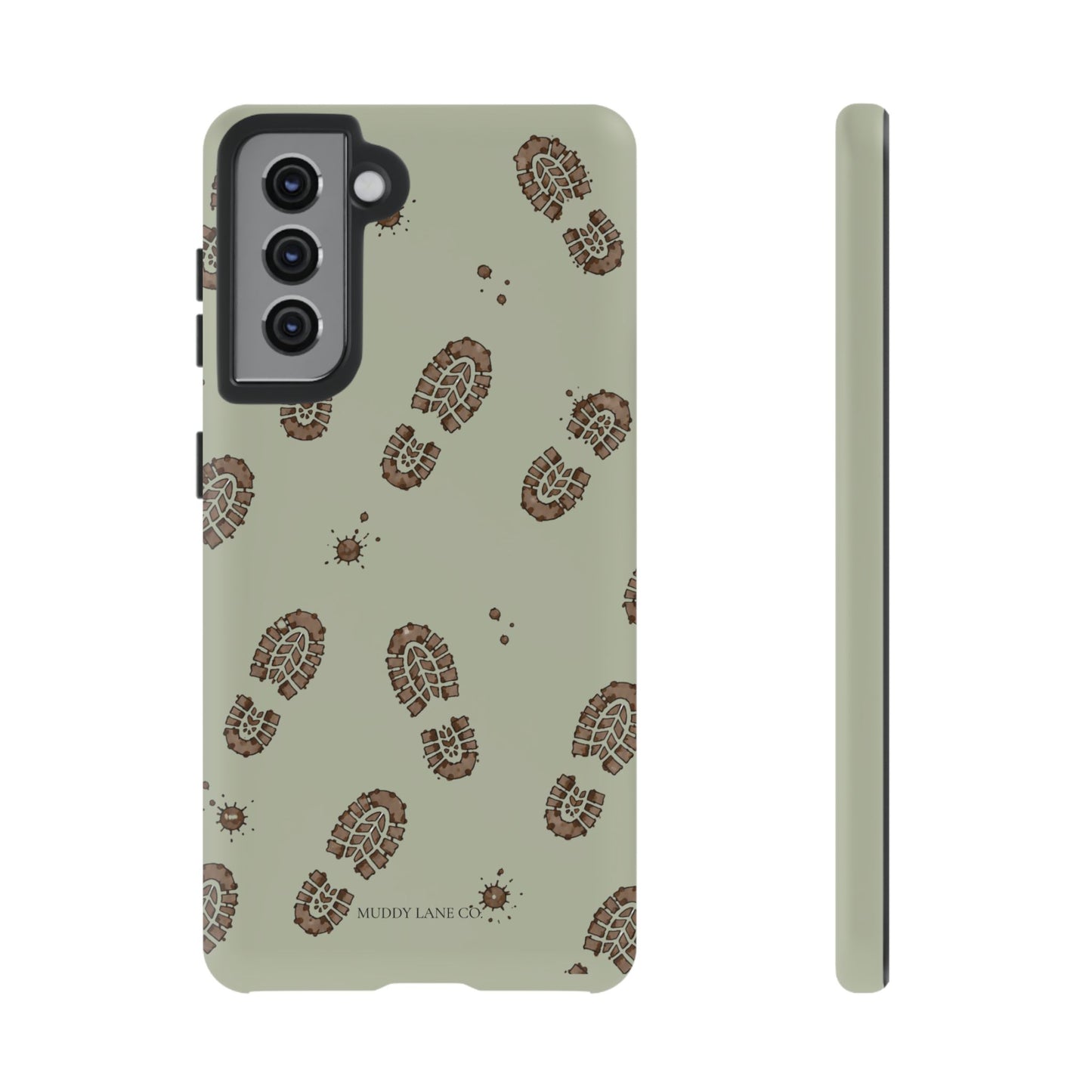 Muddy Boot Print Tough Phone Case in Light Sage Matte