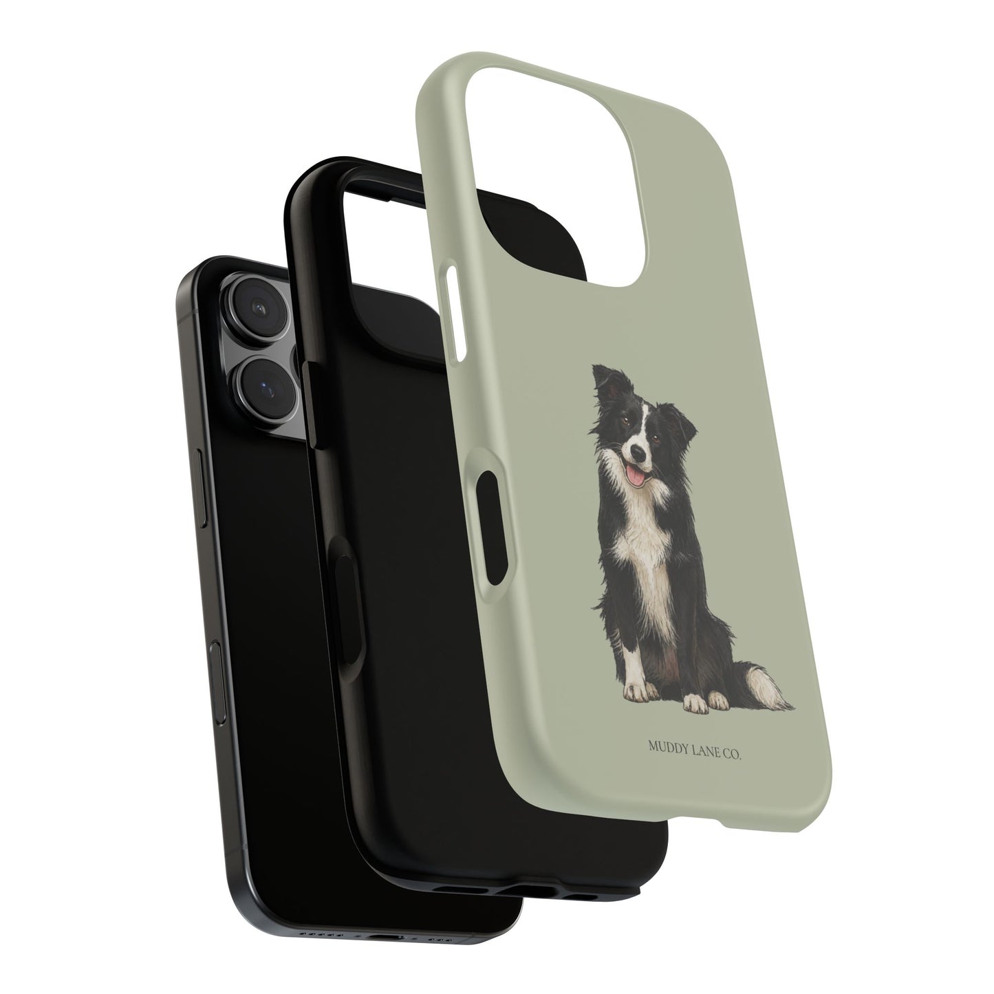 Border Collie Tough Phone Case in Light Sage Matte