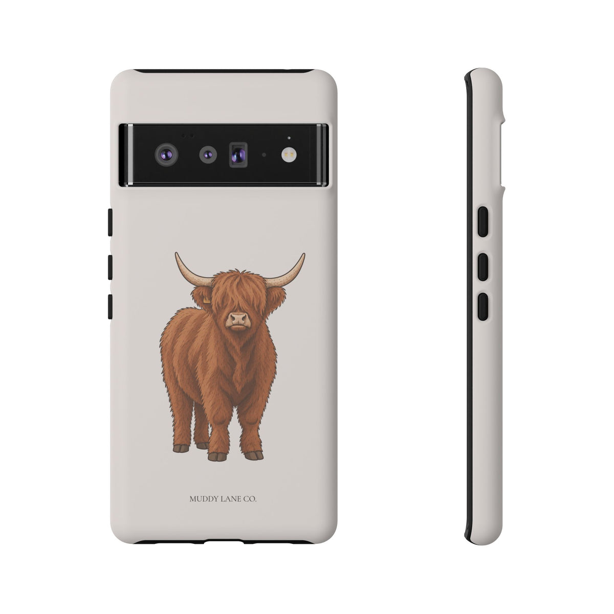 Highland Cow Tough Phone Case in Warm Cream Matte