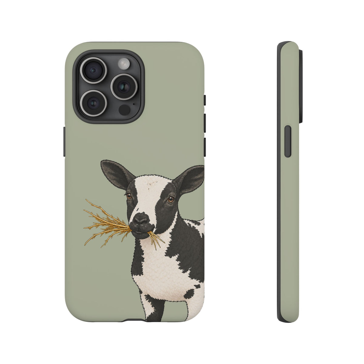 Dutch Spotted Sheep Close-Up Tough Phone Case in Light Sage Matte