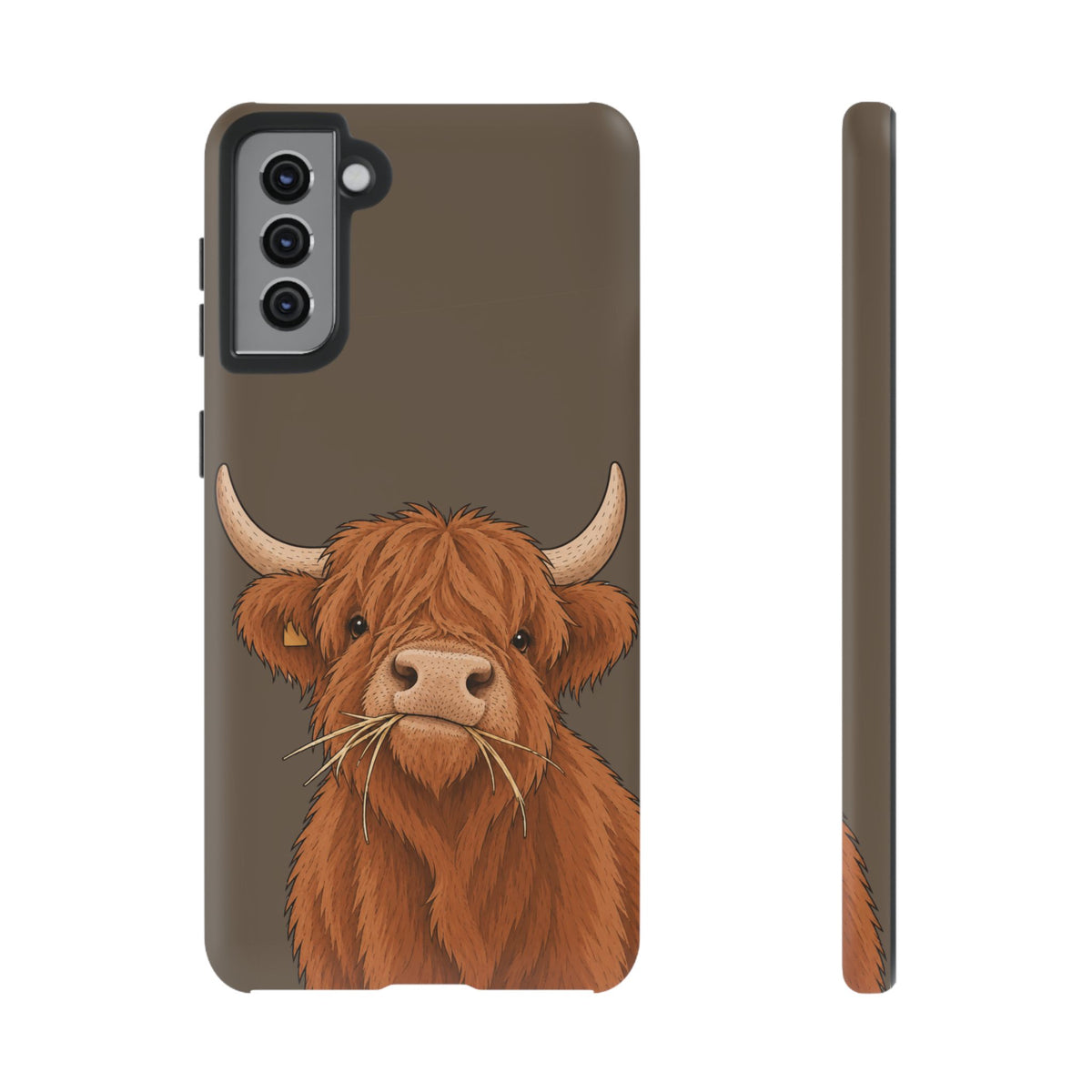 Highland Cow Close-Up Tough Phone Case in Taupe Brown Matte