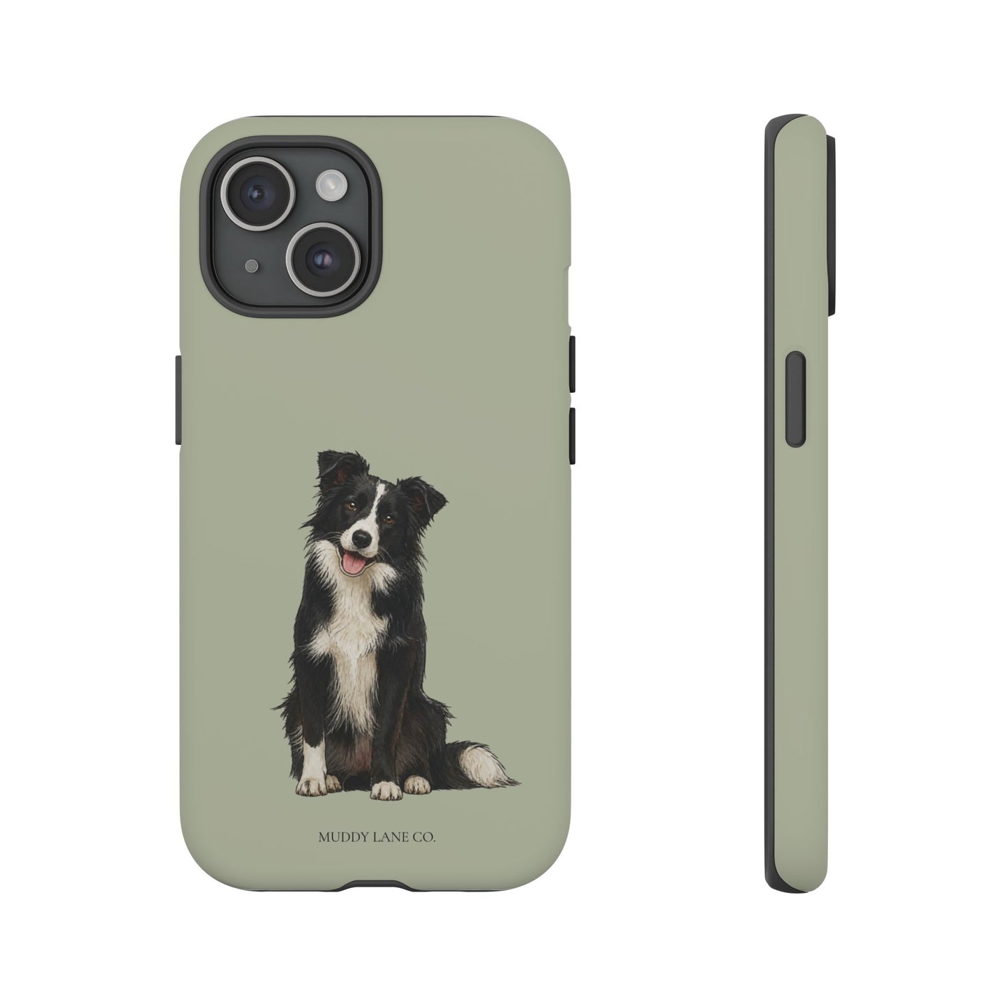 Border Collie Tough Phone Case in Light Sage Matte