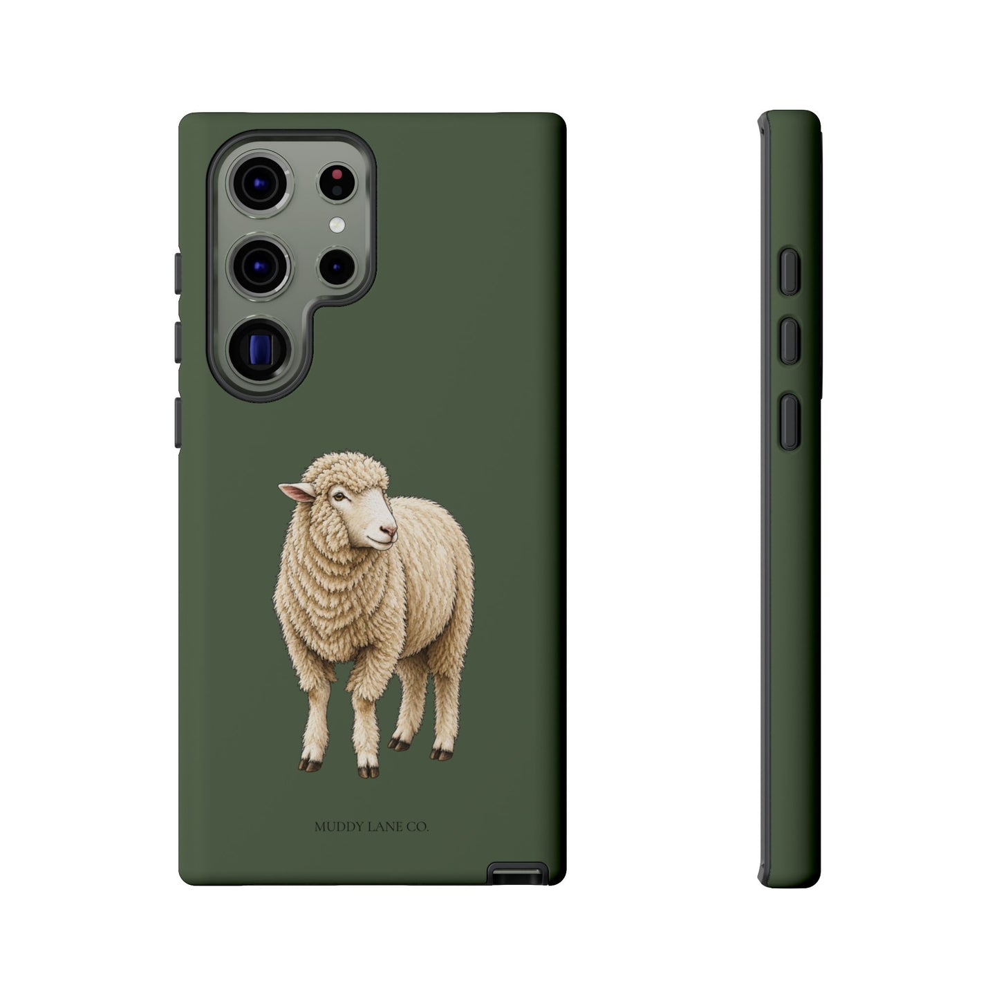 Sheep Tough Phone Case in Forest Green Matte